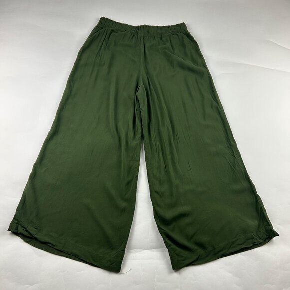 H&M Dark Green Lightweight Challis Wide Leg Pant M - Picture 6 of 7